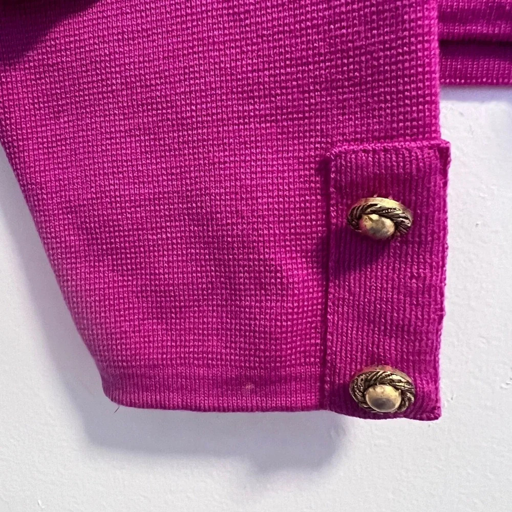 Jaegar vintage wool sweater round neck cardigan pink jacket gold buttons - Picture 7 of 12